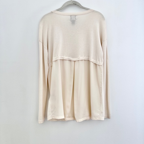 August Moon Ecru Cream Sweater Sheer Back - Picture 4 of 5